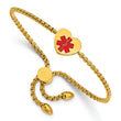 Chisel Stainless Steel Polished Yellow IP-plated with Red Enamel Heart Medical ID Adjustable Bracelet