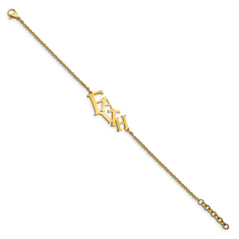 Stainless Steel Polished Yellow IP-plated FAITH w/.75in ext 7in Bracelet