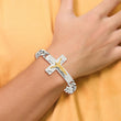 Chisel Stainless Steel Polished Yellow IP-plated Crucifix 8 inch Bracelet