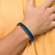 Stainless Steel Brushed & Polished Black/Blue IP Black Rubber 8.5in Bracele