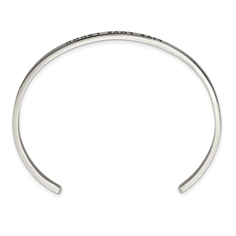 Stainless Steel Polished Enamel/Crystal LIVE LOVE LAUGH 3mm Cuff Bangle