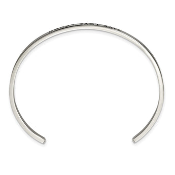 Stainless Steel Polished Enamel/Crystal LIVE LOVE LAUGH 3mm Cuff Bangle - Birthstone Company