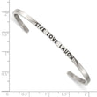 Stainless Steel Polished Enamel/Crystal LIVE LOVE LAUGH 3mm Cuff Bangle - Birthstone Company