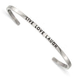 Stainless Steel Polished Enamel/Crystal LIVE LOVE LAUGH 3mm Cuff Bangle - Birthstone Company