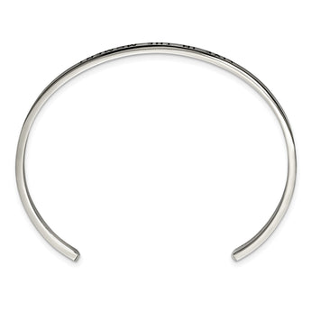 Stainless Steel Polished Enamel/Crystal IN THE MOMENT 3mm Cuff Bangle - Birthstone Company