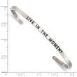 Stainless Steel Polished Enamel/Crystal IN THE MOMENT 3mm Cuff Bangle - Birthstone Company