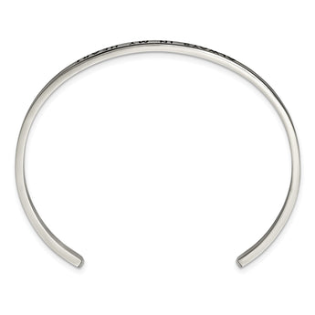 Stainless Steel Polished Enamel/Crystal ALWAYS IN MY HEART 3mm Bangle - Birthstone Company