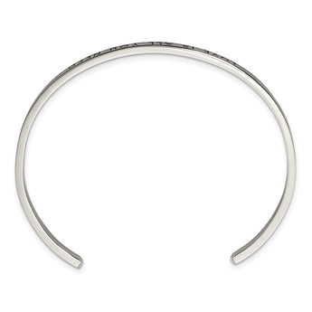 Stainless Steel Polished w/Enamel/Crystal ALL YOU NEED 3mm Cuff Bangle - Birthstone Company