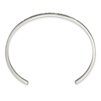 Stainless Steel Polished Enamel/Crystal LOVE YOU MORE 3mm Cuff Bangle - Birthstone Company