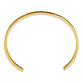 Stainless Steel Polished Yellow IP w/Enamel/Crystal LET LIFE. Cuff Bangle - Birthstone Company