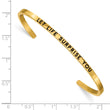 Stainless Steel Polished Yellow IP w/Enamel/Crystal LET LIFE. Cuff Bangle - Birthstone Company