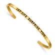 Stainless Steel Polished Yellow IP w/Enamel/Crystal LET LIFE. Cuff Bangle - Birthstone Company
