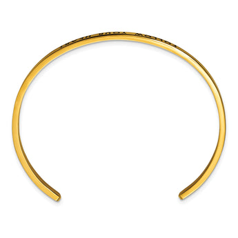 Stainless Steel Polished Yellow IP Enamel/Crystal FOLLOW YOUR HEART Bangle