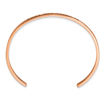 Stainless Steel Polished Rose IP Enamel/Crystal BE HAPPY 3mm Cuff Bangle - Birthstone Company