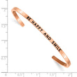 Stainless Steel Polished Rose IP Enamel/Crystal BE HAPPY 3mm Cuff Bangle - Birthstone Company