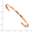 Stainless Steel Polished Rose IP Enamel/Crystal LOVE YOU 3mm Cuff Bangle - Birthstone Company