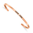 Stainless Steel Polished Rose IP Enamel/Crystal LOVE YOU 3mm Cuff Bangle - Birthstone Company