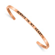 Stainless Steel Polished Rose IP w/Enamel/Crystal IN MY HEART Bangle - Birthstone Company