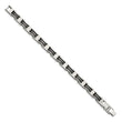 Chisel Stainless Steel Brushed and Polished with Black Rubber 7.75 inch Link Bracelet with .5 inch Extension