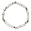 Stainless Steel Polished 6mm White Moonstone Beaded Stretch Bracelet for Women - Birthstone Company