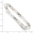 Stainless Steel Polished 6mm White Moonstone Beaded Stretch Bracelet for Women - Birthstone Company