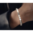Stainless Steel Polished 6mm White Moonstone Beaded Stretch Bracelet for Women - Birthstone Company
