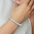 Stainless Steel Polished Blue Quartz Beaded Stretch Bracelet - Birthstone Company