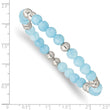 Stainless Steel Polished Blue Quartz Beaded Stretch Bracelet - Birthstone Company