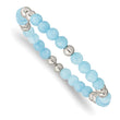 Stainless Steel Polished Blue Quartz Beaded Stretch Bracelet - Birthstone Company