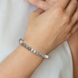 Stainless Steel Polished Grey Quartz Beaded Stretch Bracelet - Birthstone Company