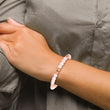 Stainless Steel Polished Rose IP-plated Pink Quartz Beaded Stretch Bracelet - Birthstone Company