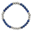 Stainless Steel Polished 6mm Lapis Beaded Stretch Bracelet for Women - Birthstone Company