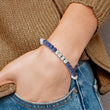 Stainless Steel Polished 6mm Lapis Beaded Stretch Bracelet for Women - Birthstone Company