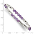 Stainless Steel Polished 4mm Purple Zebra Amethyst Beaded Stretch Bracelet for Women - Birthstone Company