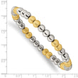 Stainless Steel Polished Yellow IP Sand Blasted Beaded Stretch Bracelet - Birthstone Company