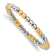 Stainless Steel Polished Yellow IP Sand Blasted Beaded Stretch Bracelet - Birthstone Company