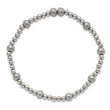 Stainless Steel Polished Sand Blasted Beaded Stretch Bracelet - Birthstone Company