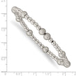 Stainless Steel Polished Sand Blasted Beaded Stretch Bracelet - Birthstone Company