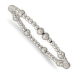 Stainless Steel Polished Sand Blasted Beaded Stretch Bracelet - Birthstone Company