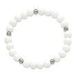 Stainless Steel Polished White Ceramic Beaded Stretch Bracelet - Birthstone Company