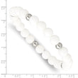 Stainless Steel Polished White Ceramic Beaded Stretch Bracelet - Birthstone Company