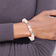 Stainless Steel Polished Pink Quartz Beaded Stretch Bracelet - Birthstone Company