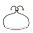 Stainless Steel Polished with Pink Glass Adjustable Bracelet