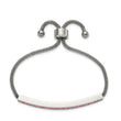 Stainless Steel Polished with Pink Glass Adjustable Bracelet - Birthstone Company