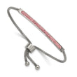 Stainless Steel Polished with Pink Glass Adjustable Bracelet - Birthstone Company
