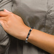 Chisel Stainless Steel Antiqued and Polished Black IP-plated Chain 8mm Lava Stone Beaded Stretch Bracelet