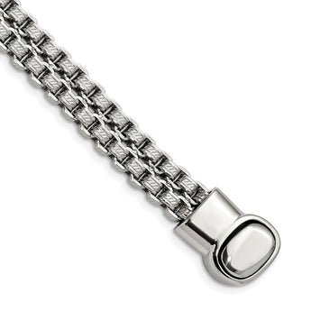 Chisel Stainless Steel Polished and Textured 8.75 inch Double Rolo Link Bracelet
