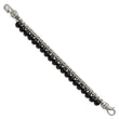 Stainless Steel Brushed Box Chain & Black Onyx 2 Strand 8.5in Bracelet - Birthstone Company