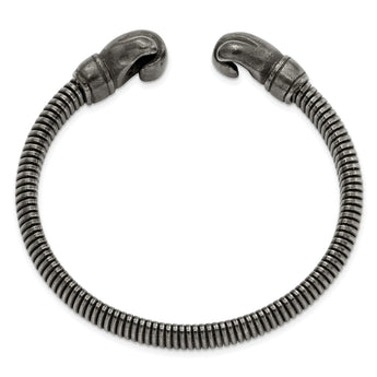Stainless Steel Brushed Gun Metal IP-plated Boxing Gloves Cuff Bangle
