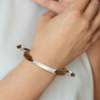 Stainless Steel Polished Brown Nylon Adjustable ID Bracelet